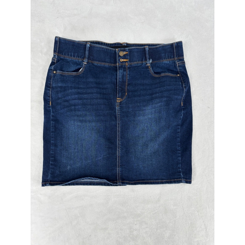 Apt. 9 Denim Skirt‎ Womens Size 14 Blue Stretch Mini Dark Wash Casual